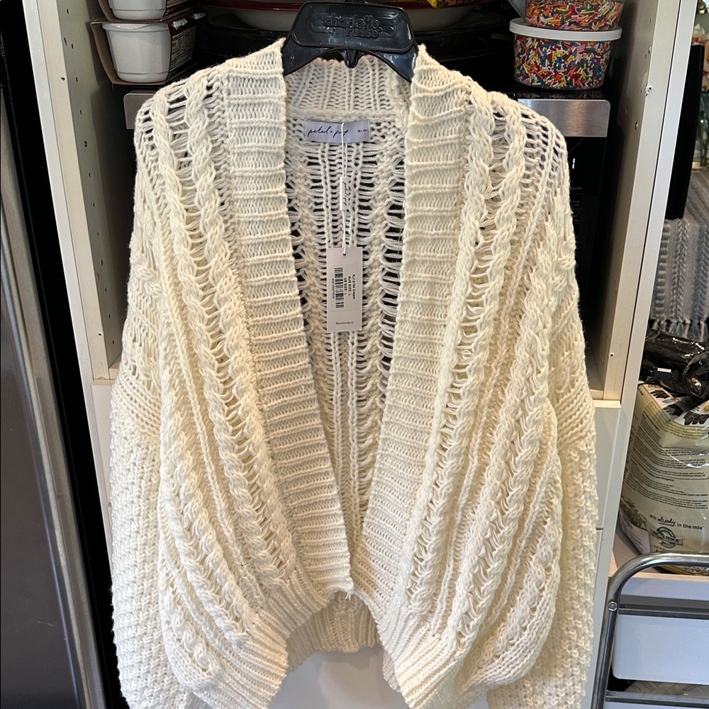 Nordstroms pedal & pup new $148!retail Open-Knit Cream Women's Cardigan Sweater